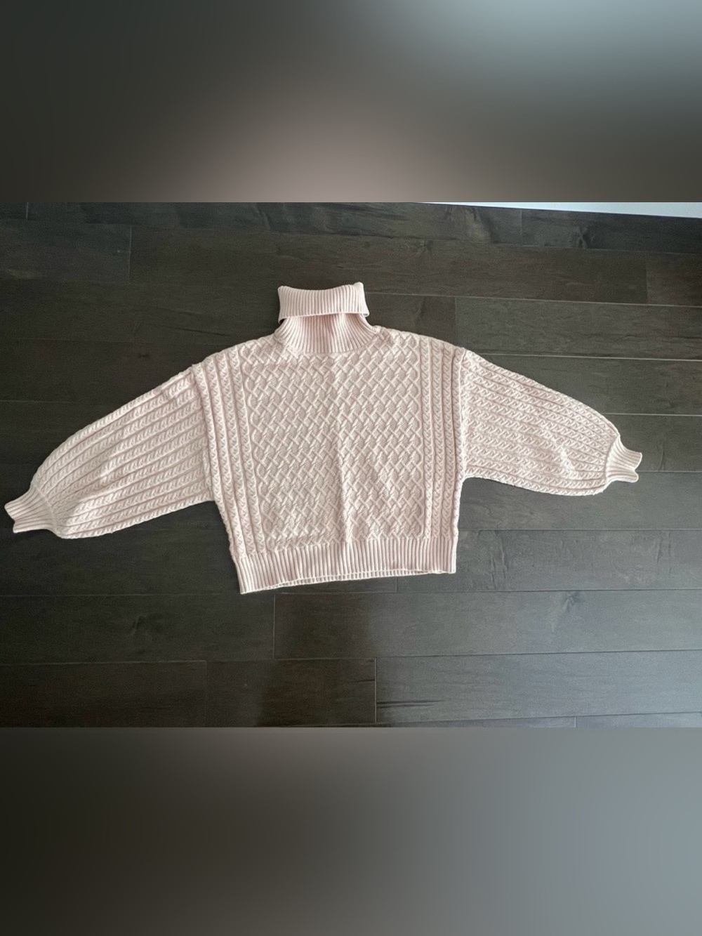 Supper Cozy and Soft Truth Blush Cable-Knit Turtleneck Sweater